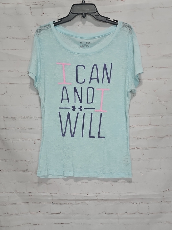 Under Armour Tops - Under Armour Light Aqua 'I Can And I Will' Graphic Tee